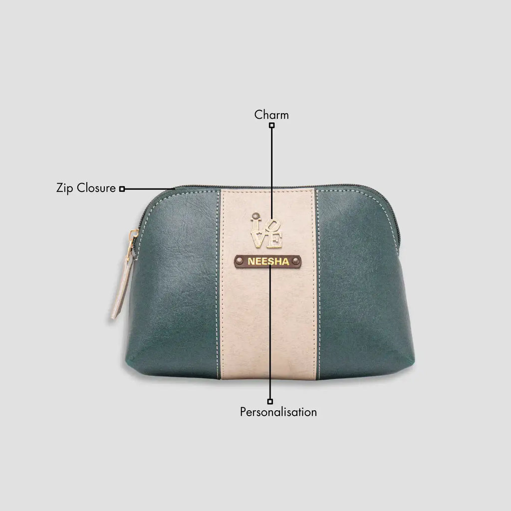 PERSONALISED STRIPE MULTIPURPOSE POUCH - GREEN