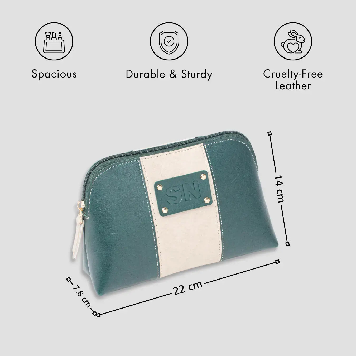 PERSONALISED STRIPE MULTIPURPOSE POUCH - INITIALS - GREEN