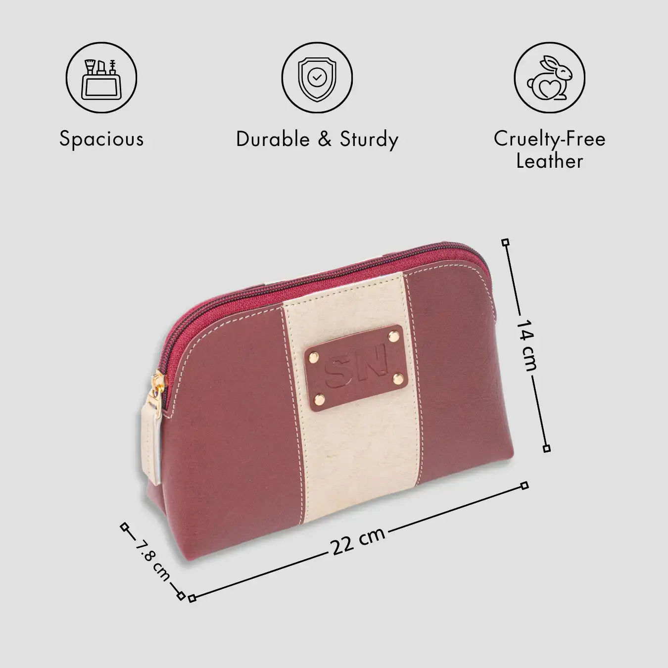 PERSONALISED STRIPE MULTIPURPOSE POUCH - INITIALS - MAROON