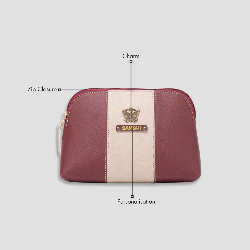PERSONALISED STRIPE MULTIPURPOSE POUCH - MAROON