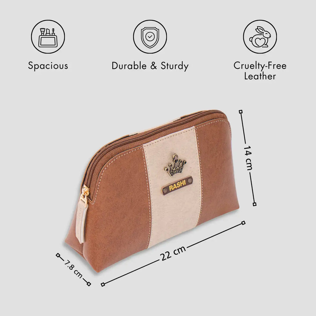 PERSONALISED STRIPE MULTIPURPOSE POUCH - TAN