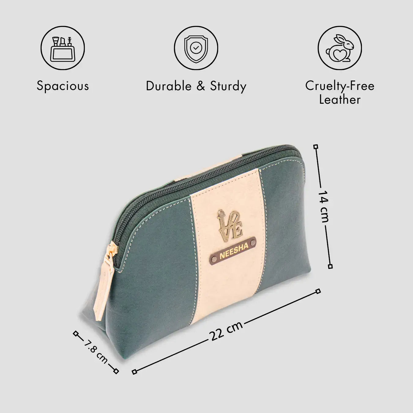 PERSONALISED STRIPE MULTIPURPOSE POUCH - GREEN