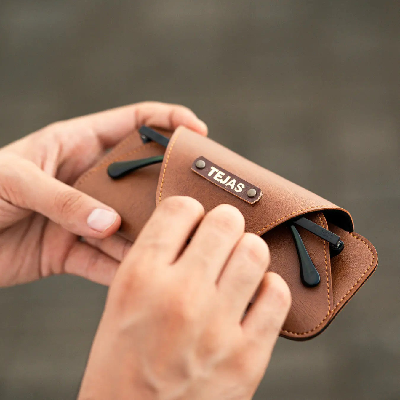 PERSONALISED SUNGLASS CASE - BROWN