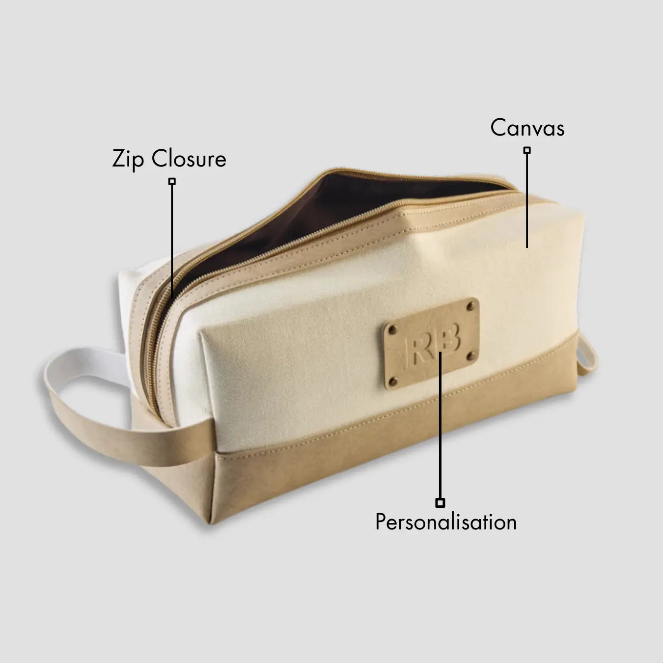 PERSONALISED TRAVEL POUCH - CANVAS - BEIGE