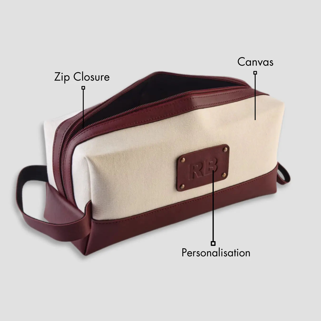 PERSONALISED TRAVEL POUCH - CANVAS - MAROON