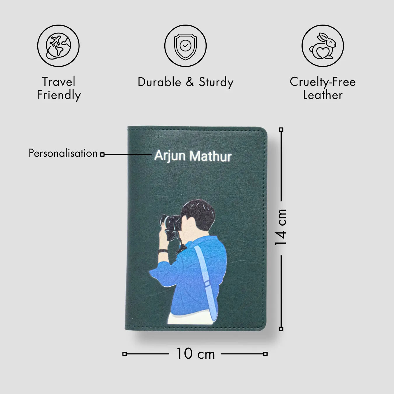 PERSONALISED PRINTED PASSPORT COVER - TRAVELER LENS - GREEN