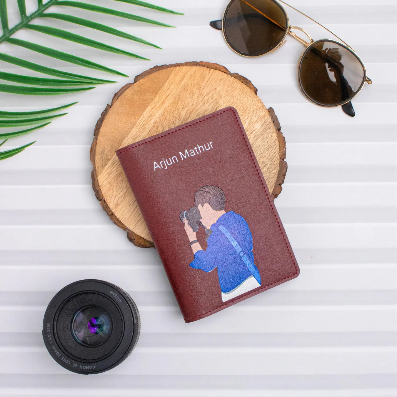 PERSONALISED PRINTED PASSPORT COVER - TRAVELER LENS - MAROON
