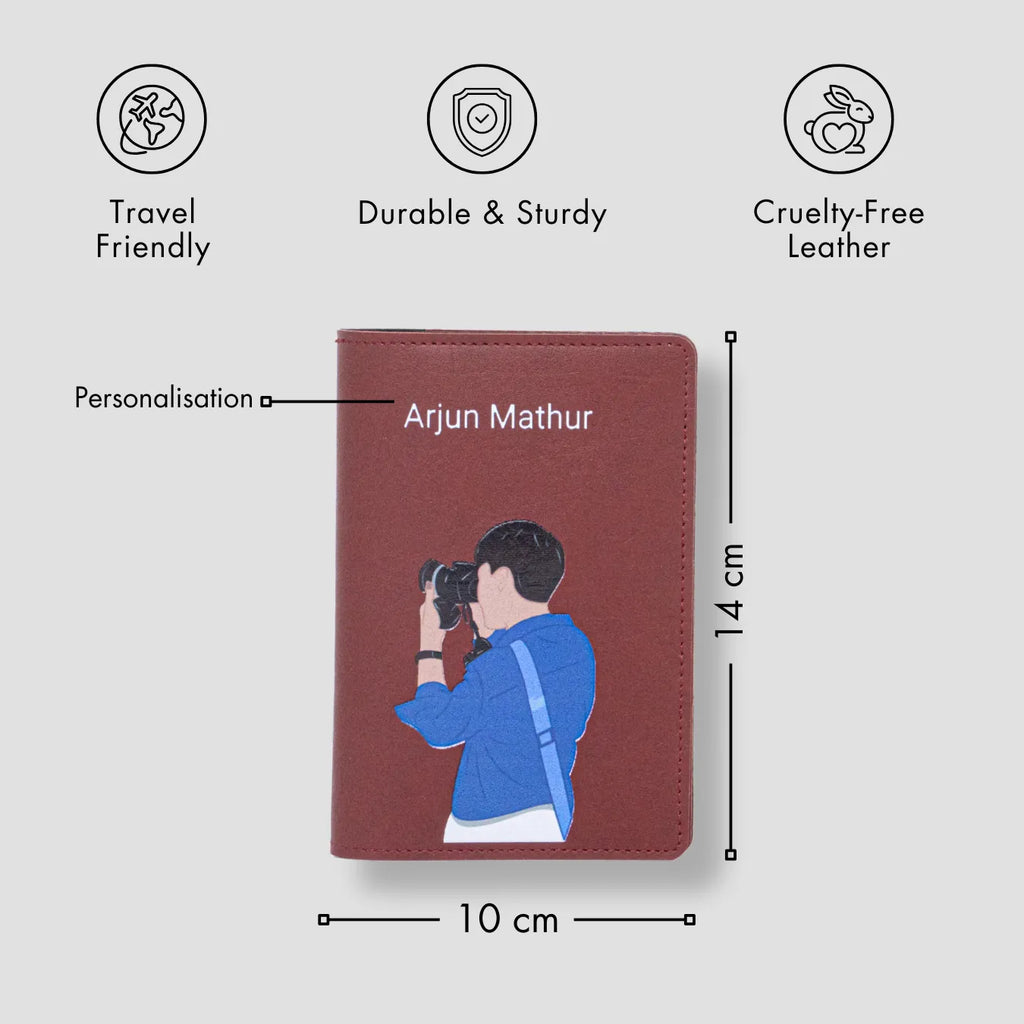 PERSONALISED PRINTED PASSPORT COVER - TRAVELER LENS - MAROON