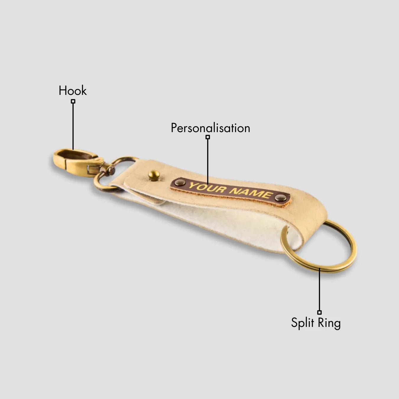 PERSONALISED TWO SIDED KEYCHAIN -  BEIGE