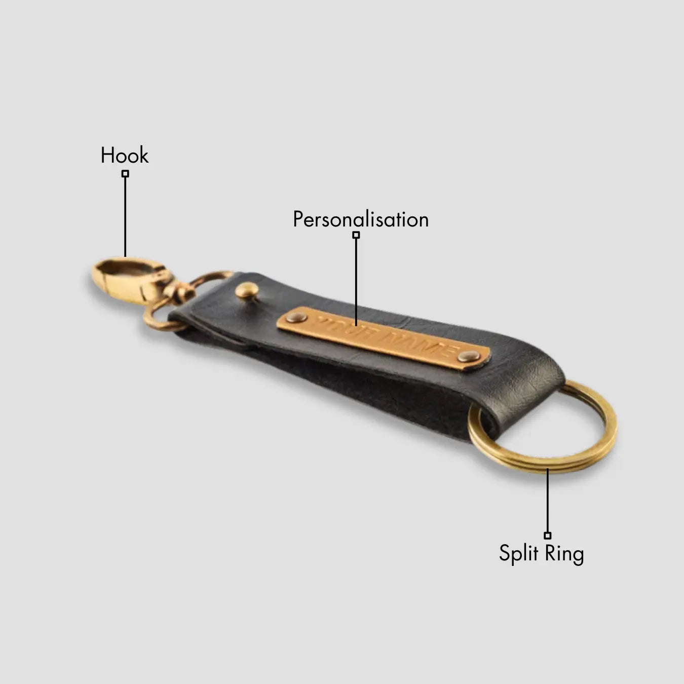 PERSONALISED TWO SIDED KEYCHAIN - BLACK