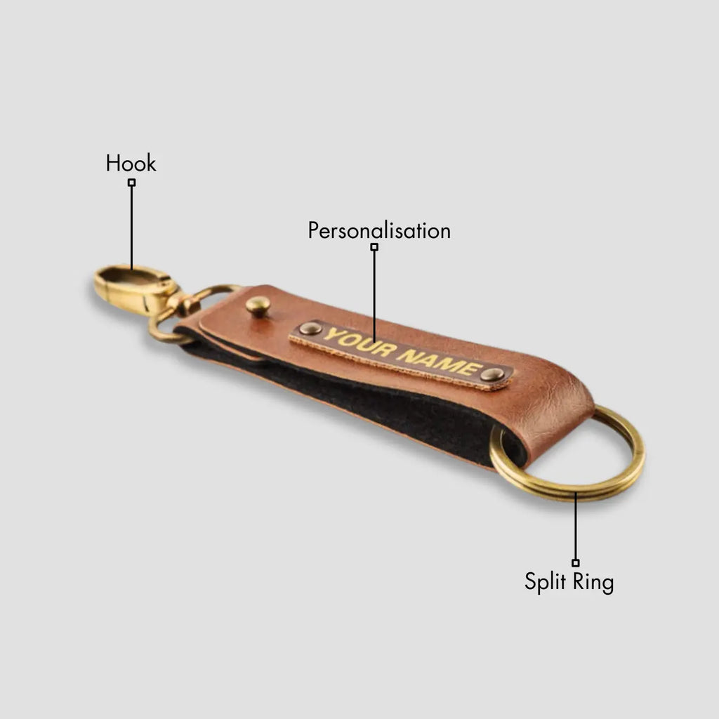 PERSONALISED TWO SIDED KEYCHAIN - TAN