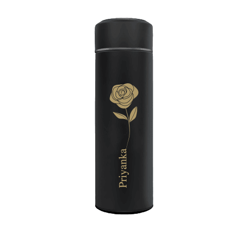 Unique Personalised Abstract Rose Art Name Temperature Bottle (Hot & Cold Temperature Flask)