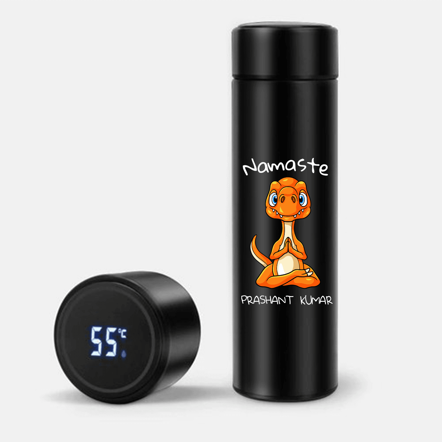 Unique Personalised  Dino Namaste Spiritual Art Temperature Bottle (Hot & Cold Temperature Flask)