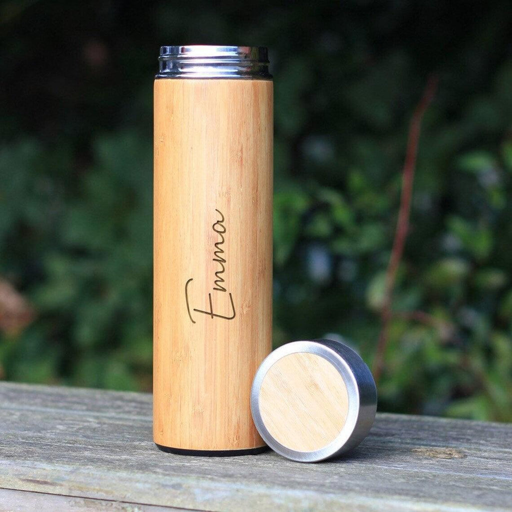 Personalized Bamboo Bottle with Engraved Lid - Gift Lift