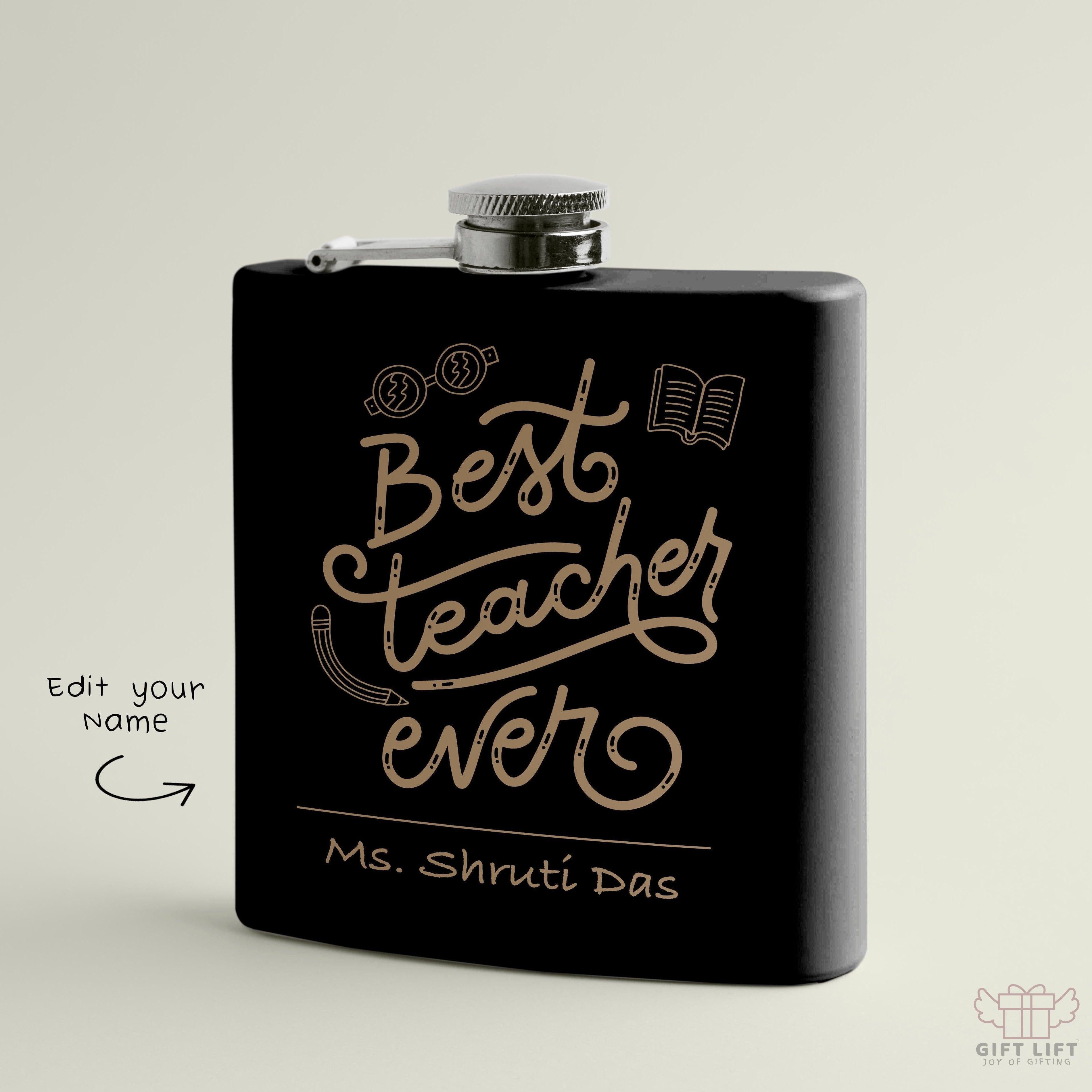 Personalized Best Teacher Art Hip Flask
