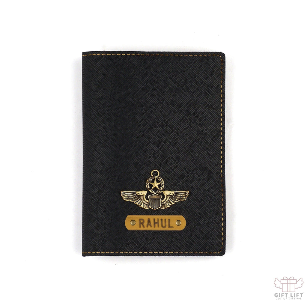 Personalized Black Textured Passport Cover