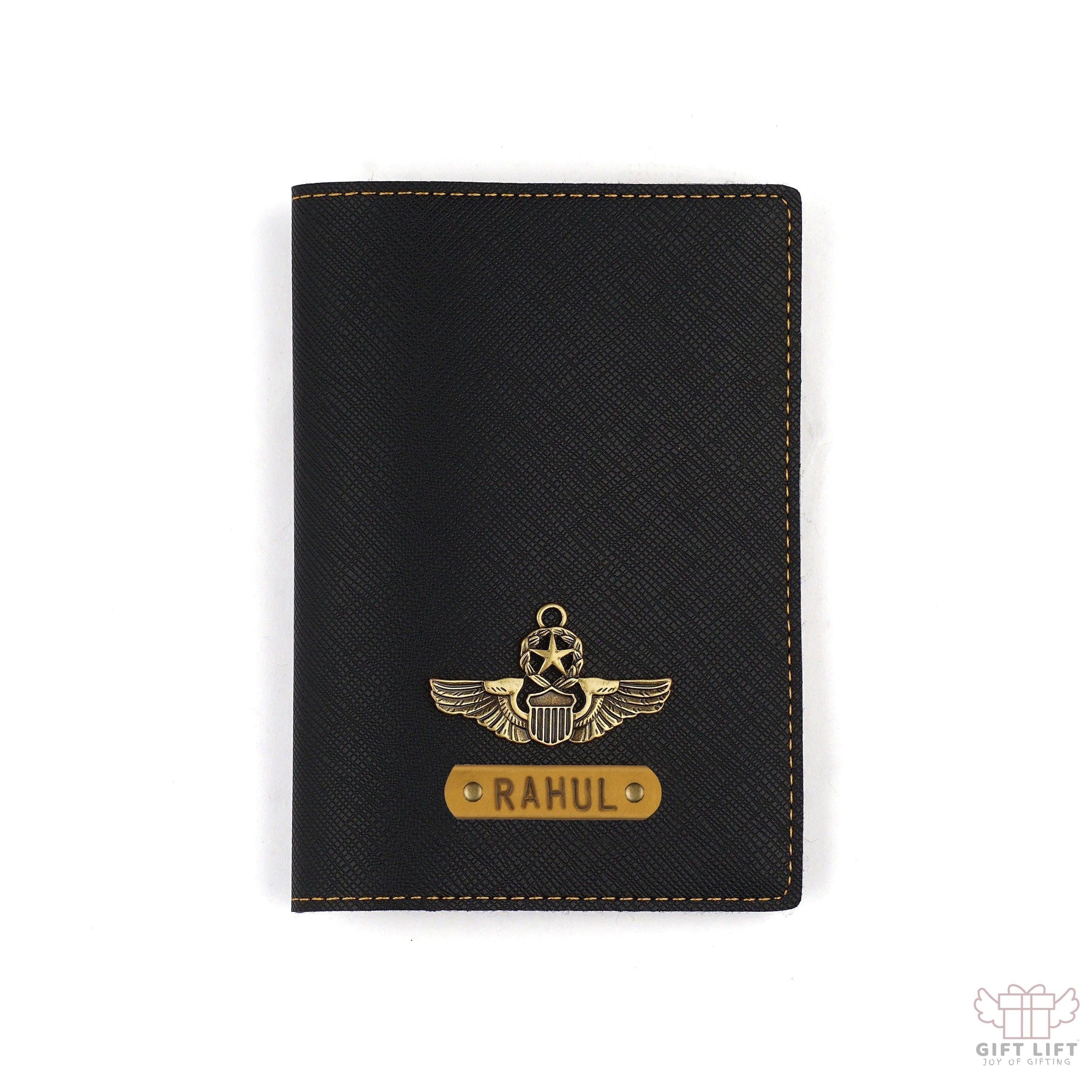 Personalized Black Textured Passport Cover