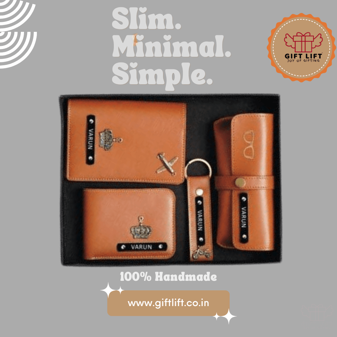 Personalized (Brown) Combo Gift for Mens with Name and Charm