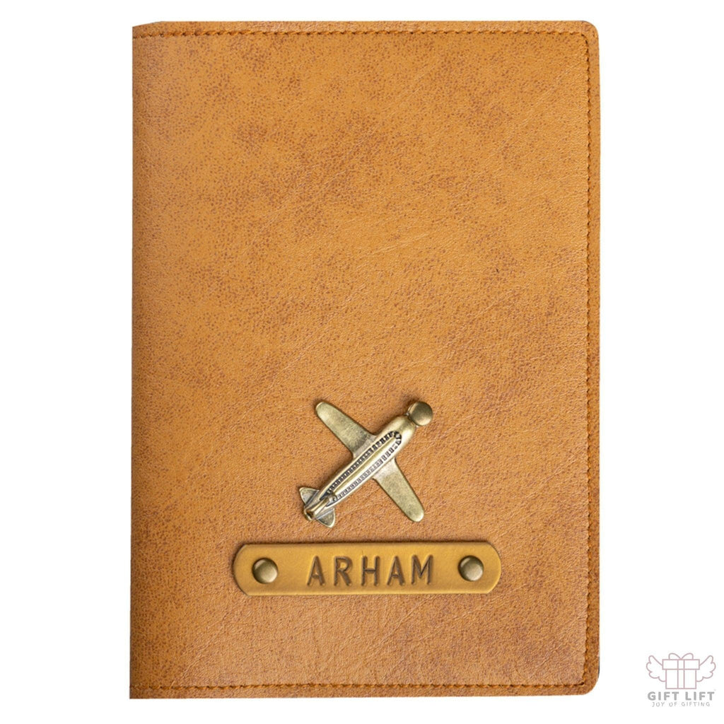 Personalized Camel Brown Leather Finish Passport Cover