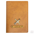 Personalized Camel Brown Leather Finish Passport Cover