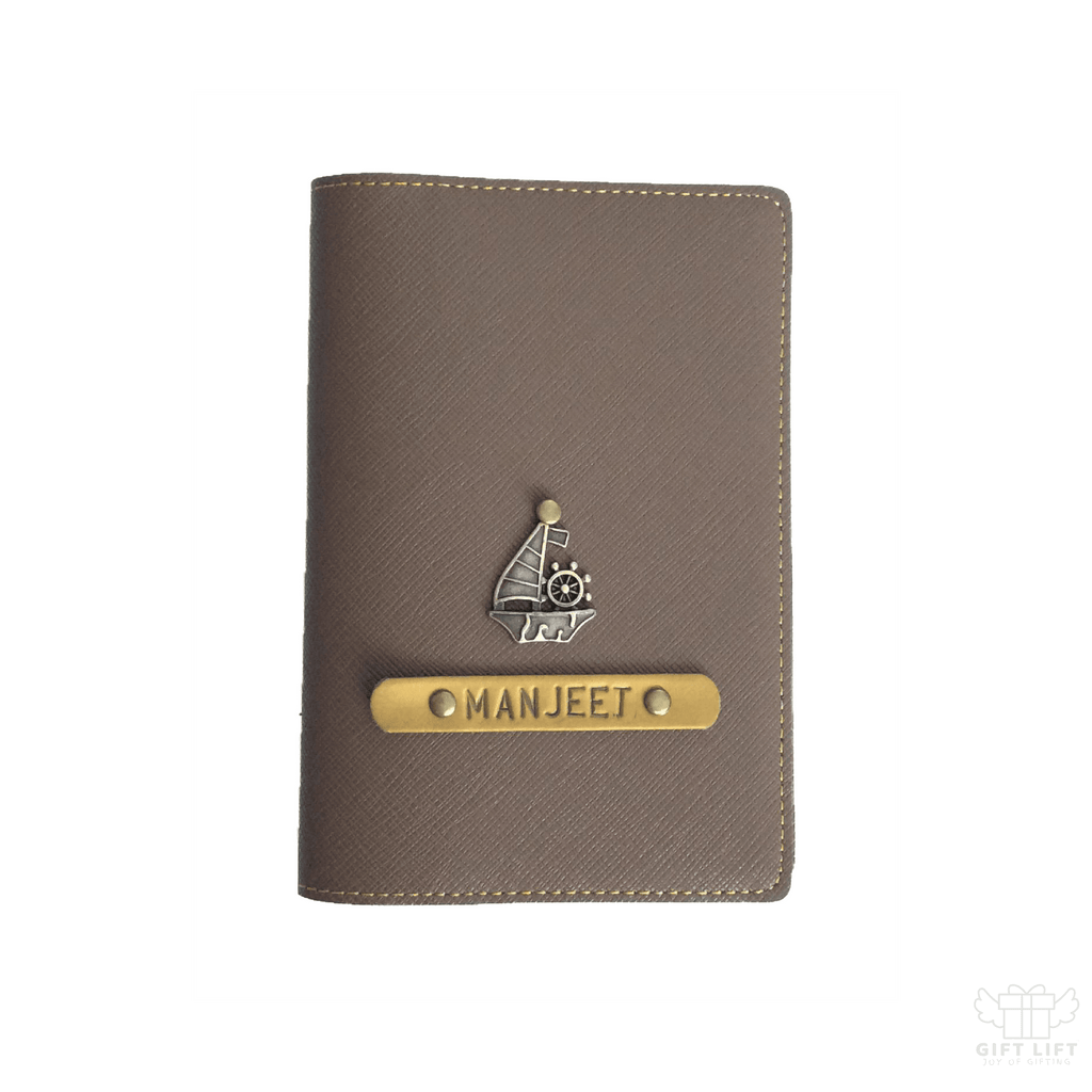 Personalized Chocolate Brown Textured Passport Cover