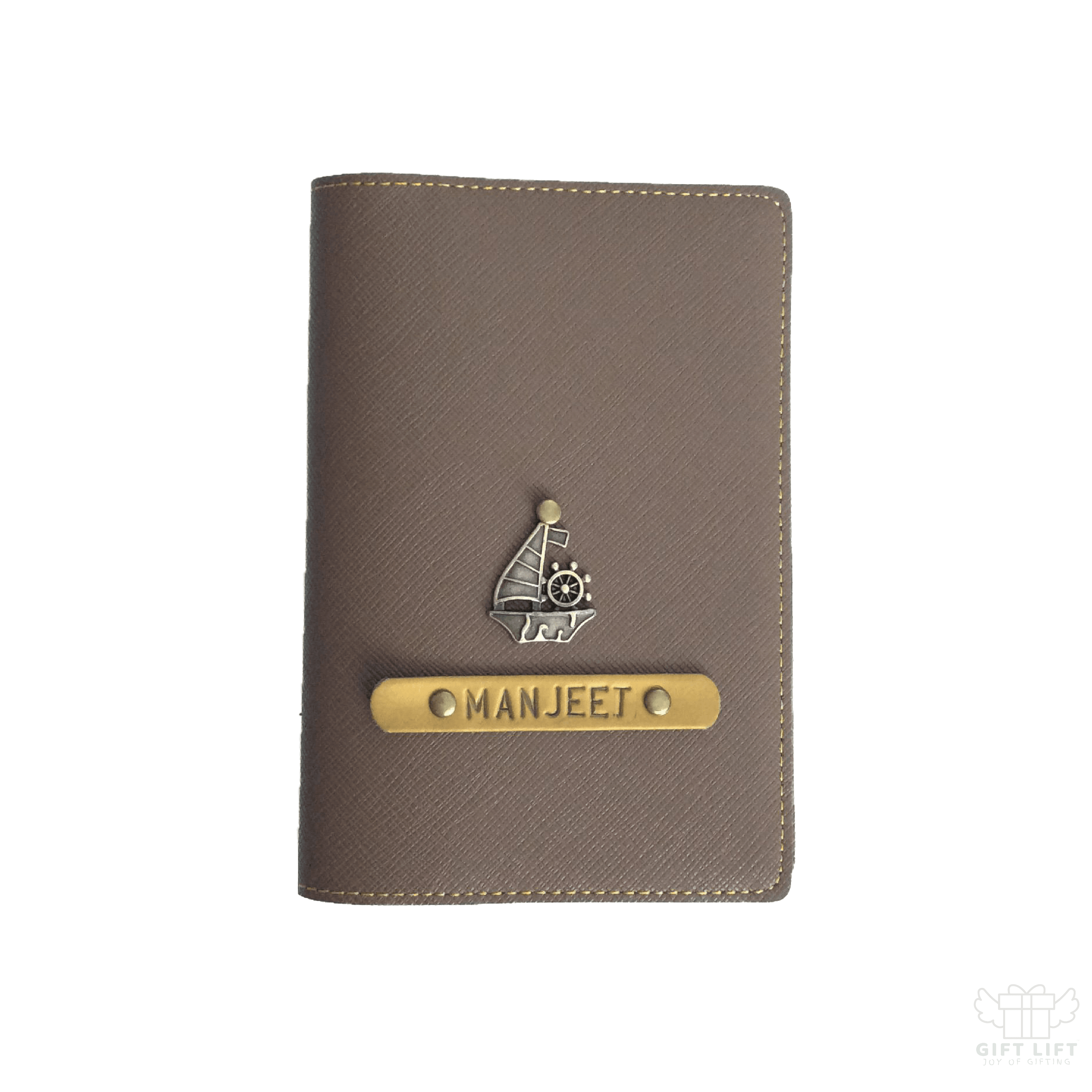Personalized Chocolate Brown Textured Passport Cover