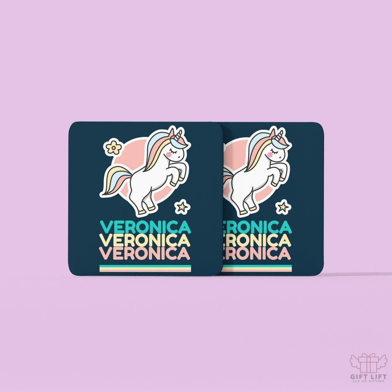Personalized colorful Unicorn Art Coaster - Set Of 2