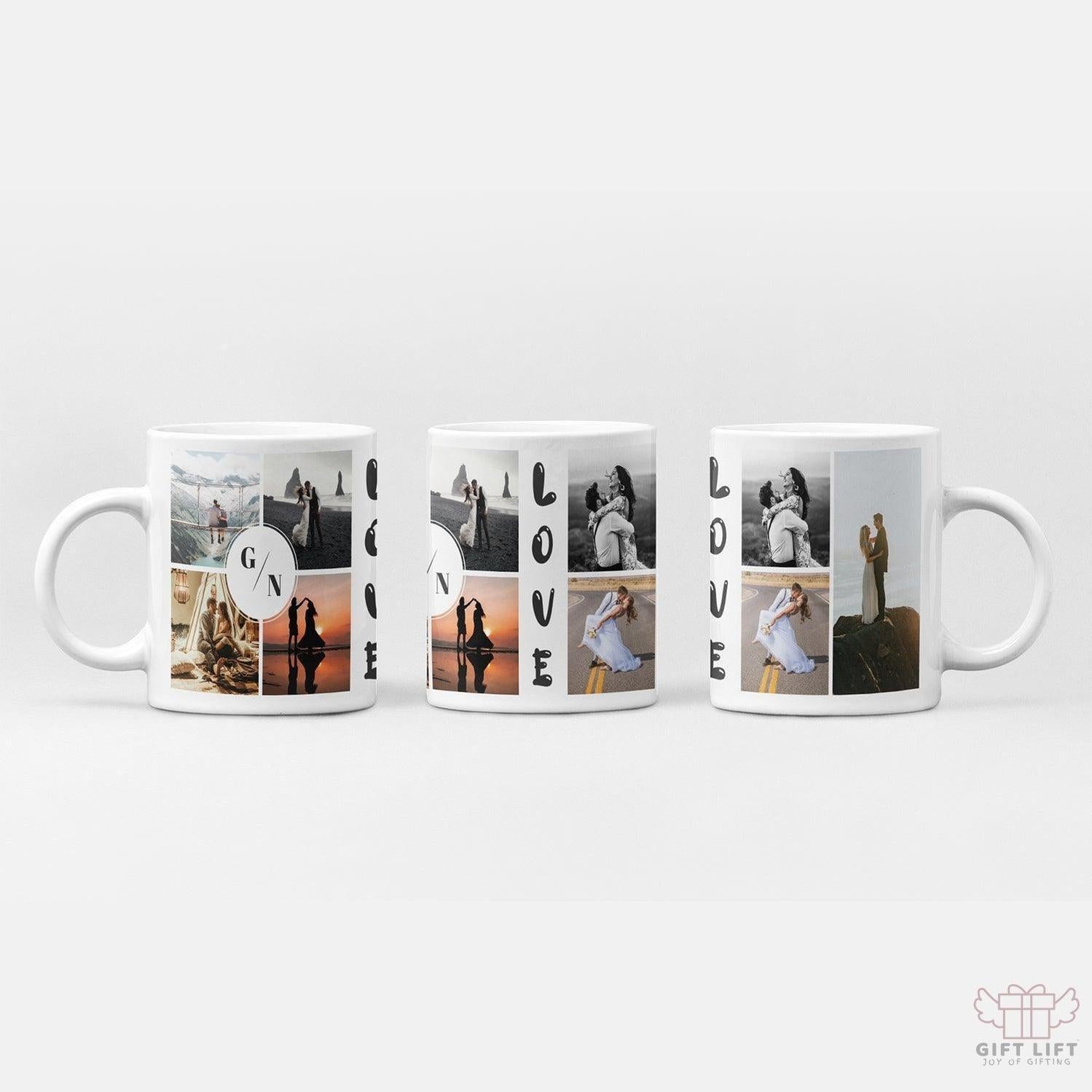 Personalized Couple Collage 7 Photo Coffee mUg