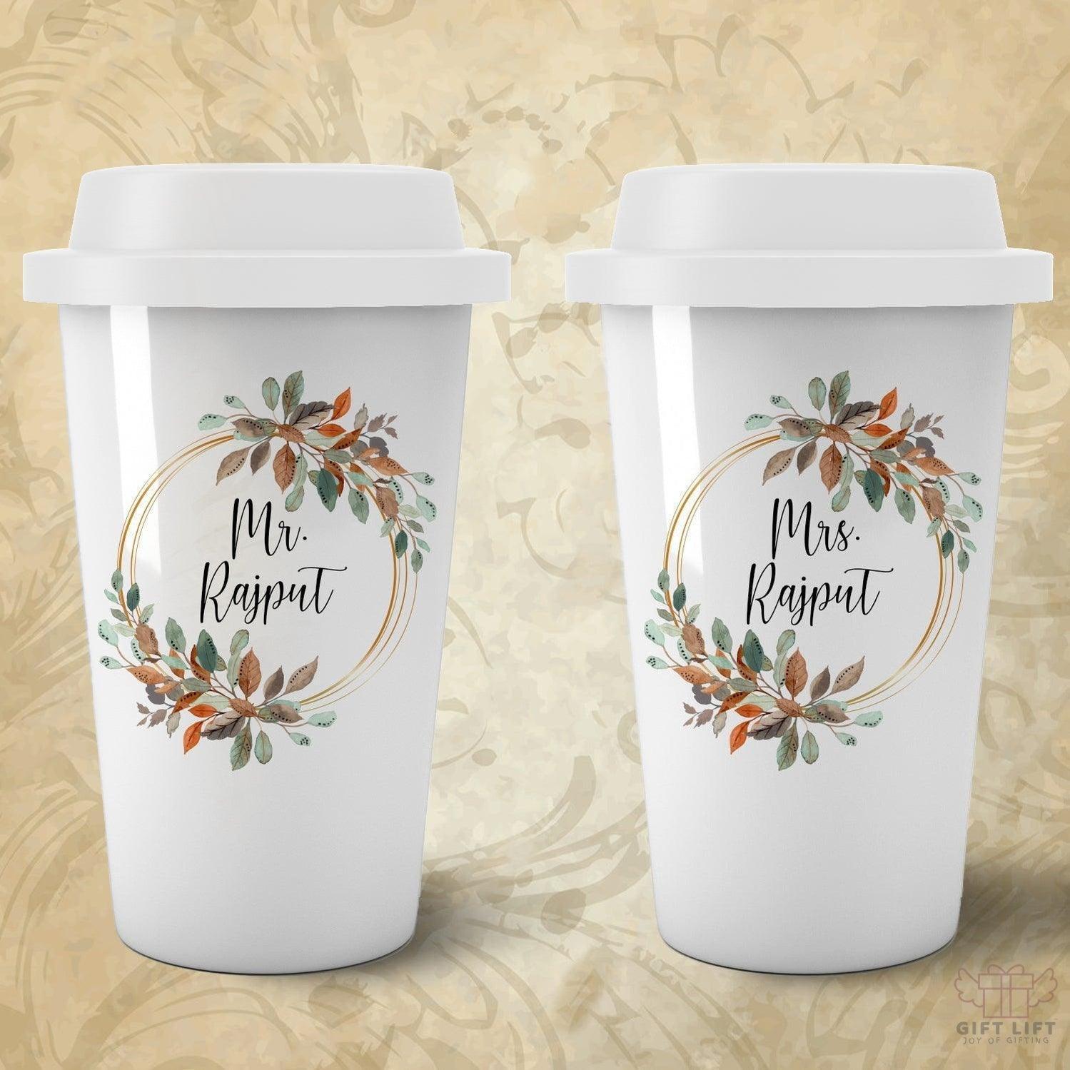 Personalized Couple Floral Art Tumbler