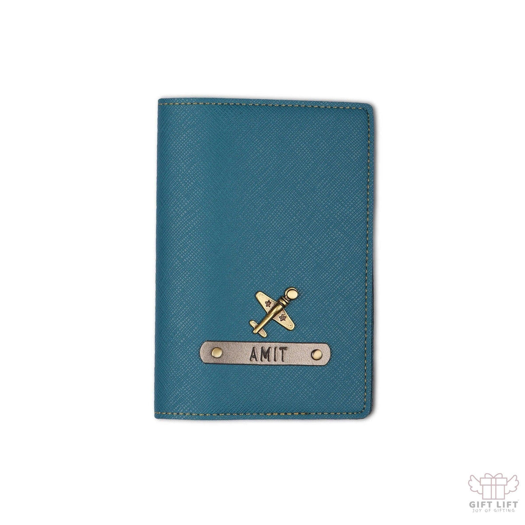 Personalized Cyan Textured Passport Cover