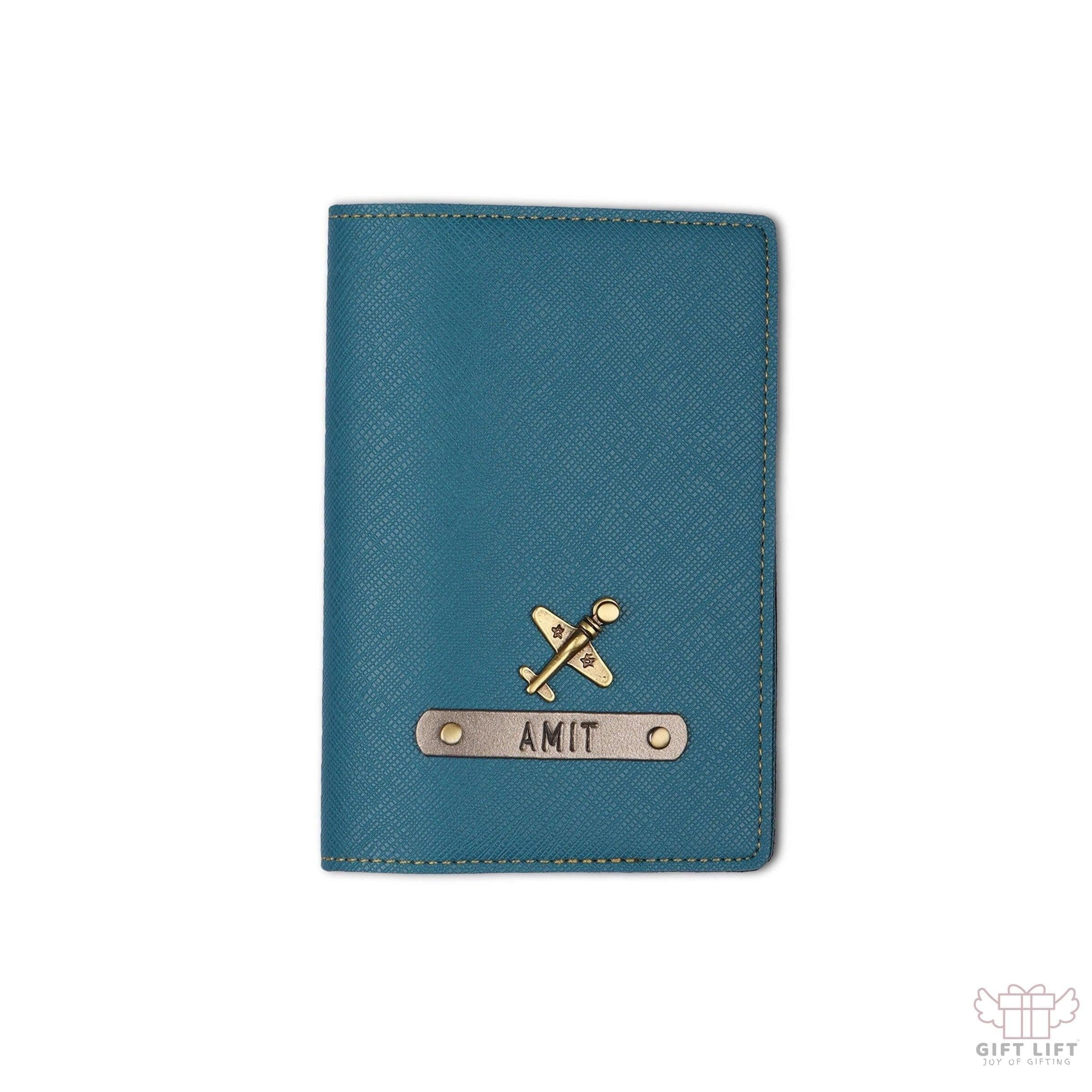 Personalized Cyan Textured Passport Cover