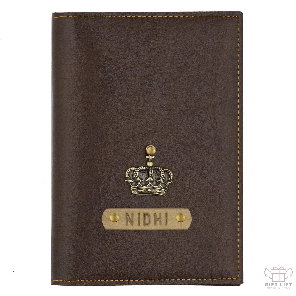 Personalized Dark Brown Leather Finish Passport Cover
