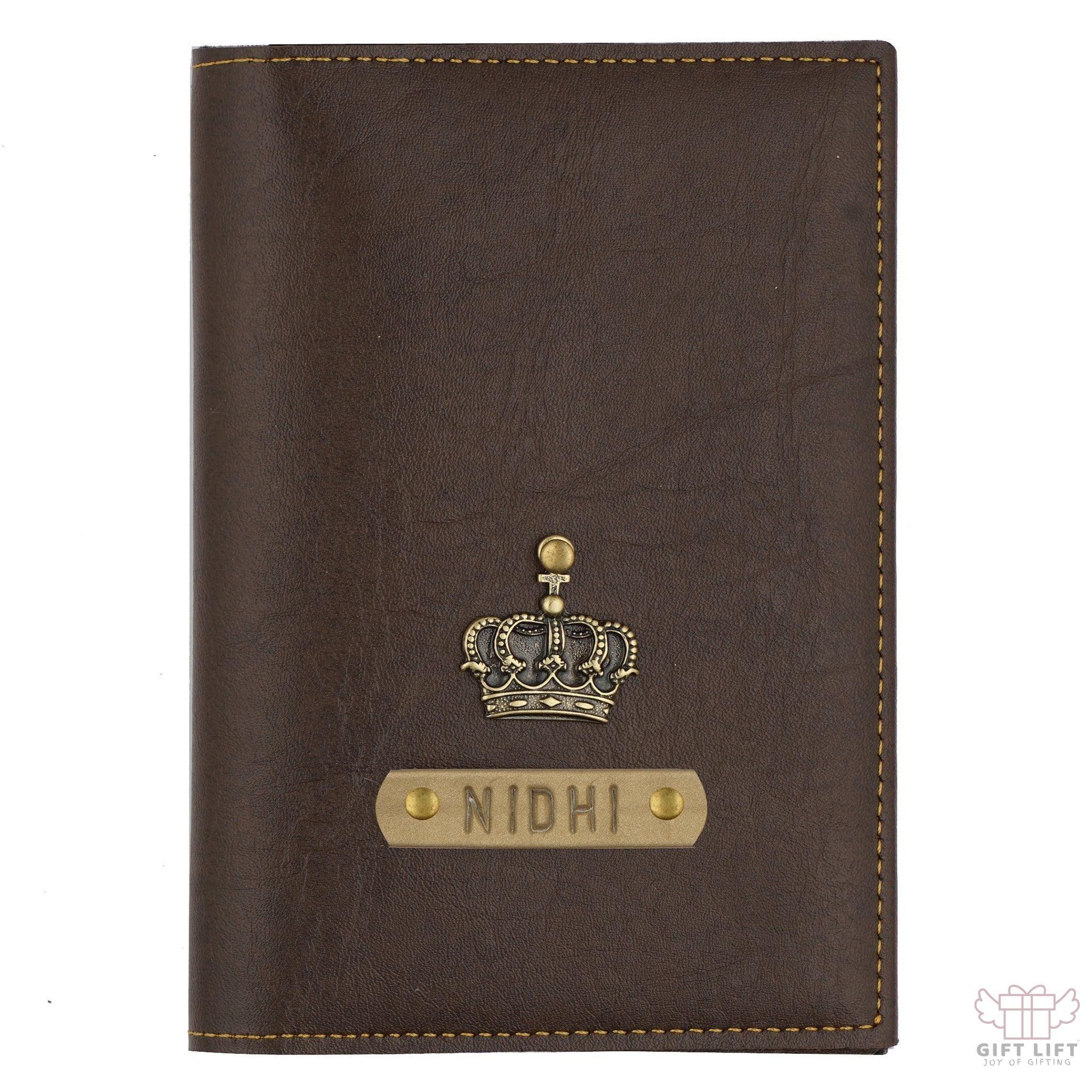 Personalized Dark Brown Leather Finish Passport Cover