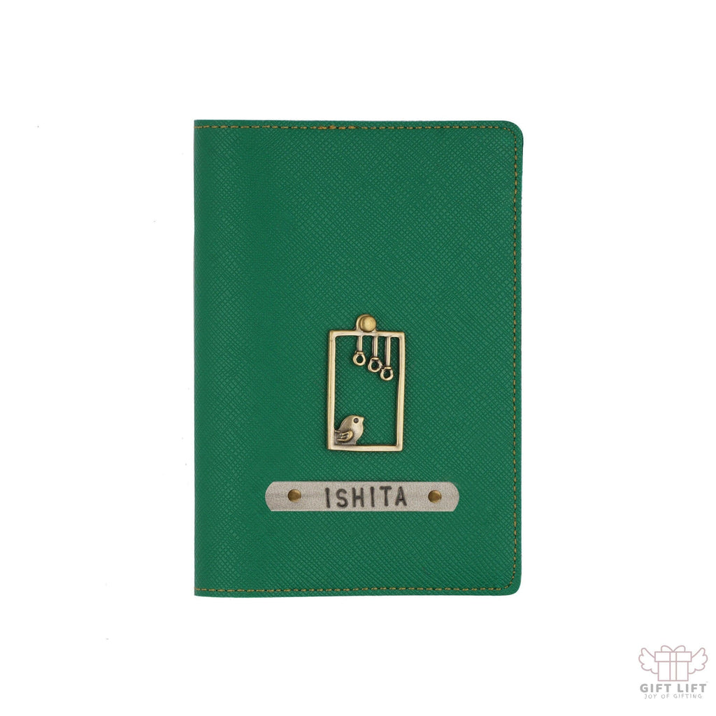 Personalized Dark Green Textured Passport Cover
