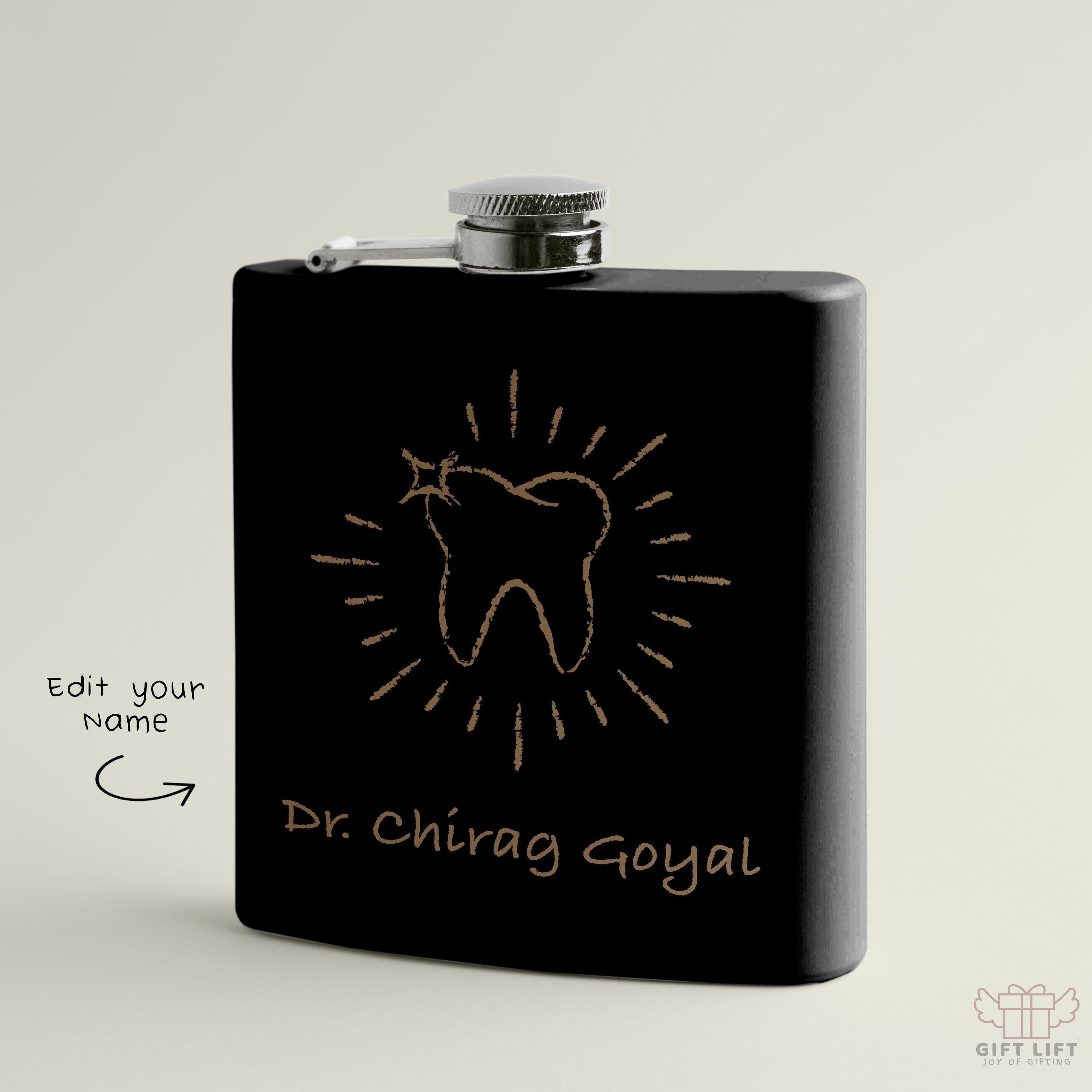 Personalized Dentist Chalk Art Hip Flask
