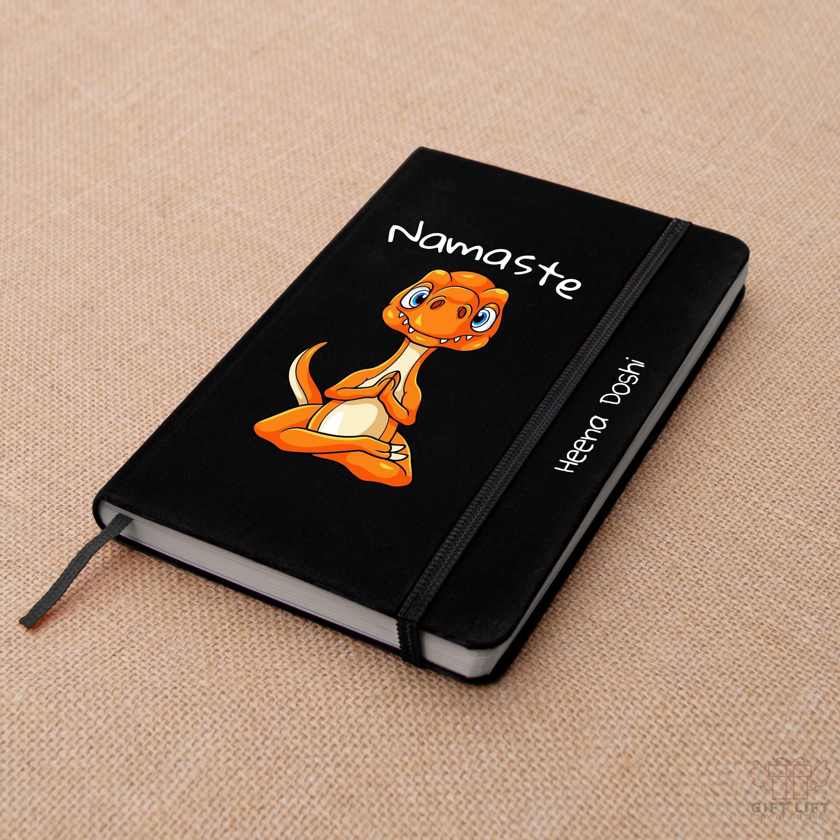 Personalized Dino Namaste Spiritual Art Notebook - Set of 2
