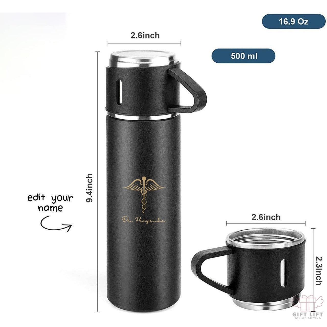 Personalized Doctor Logo Name Vacuum Flask Set