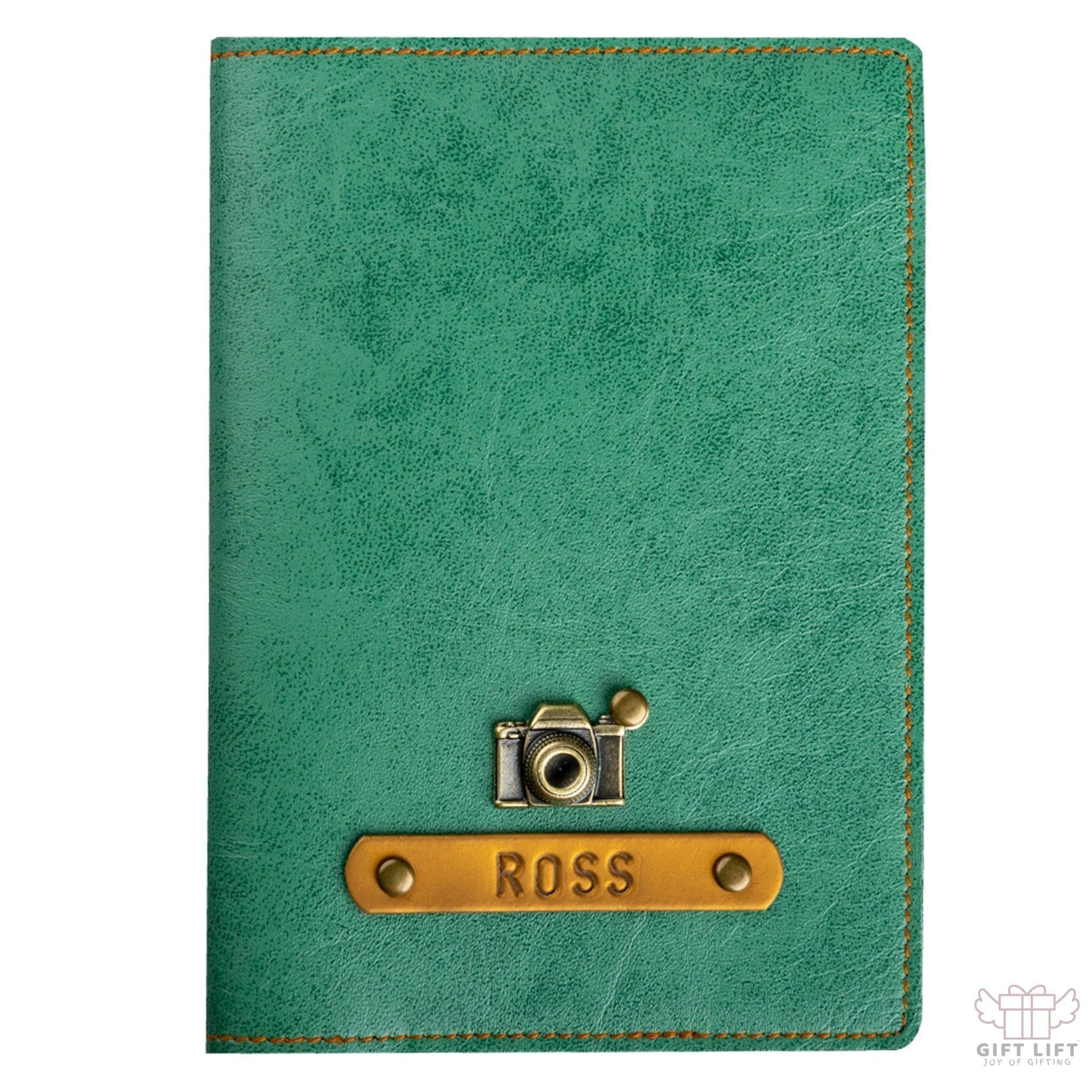 Personalized Emerald Green Leather Finish Passport Cover