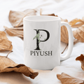Personalized Floral Initial Art Coffee Mug