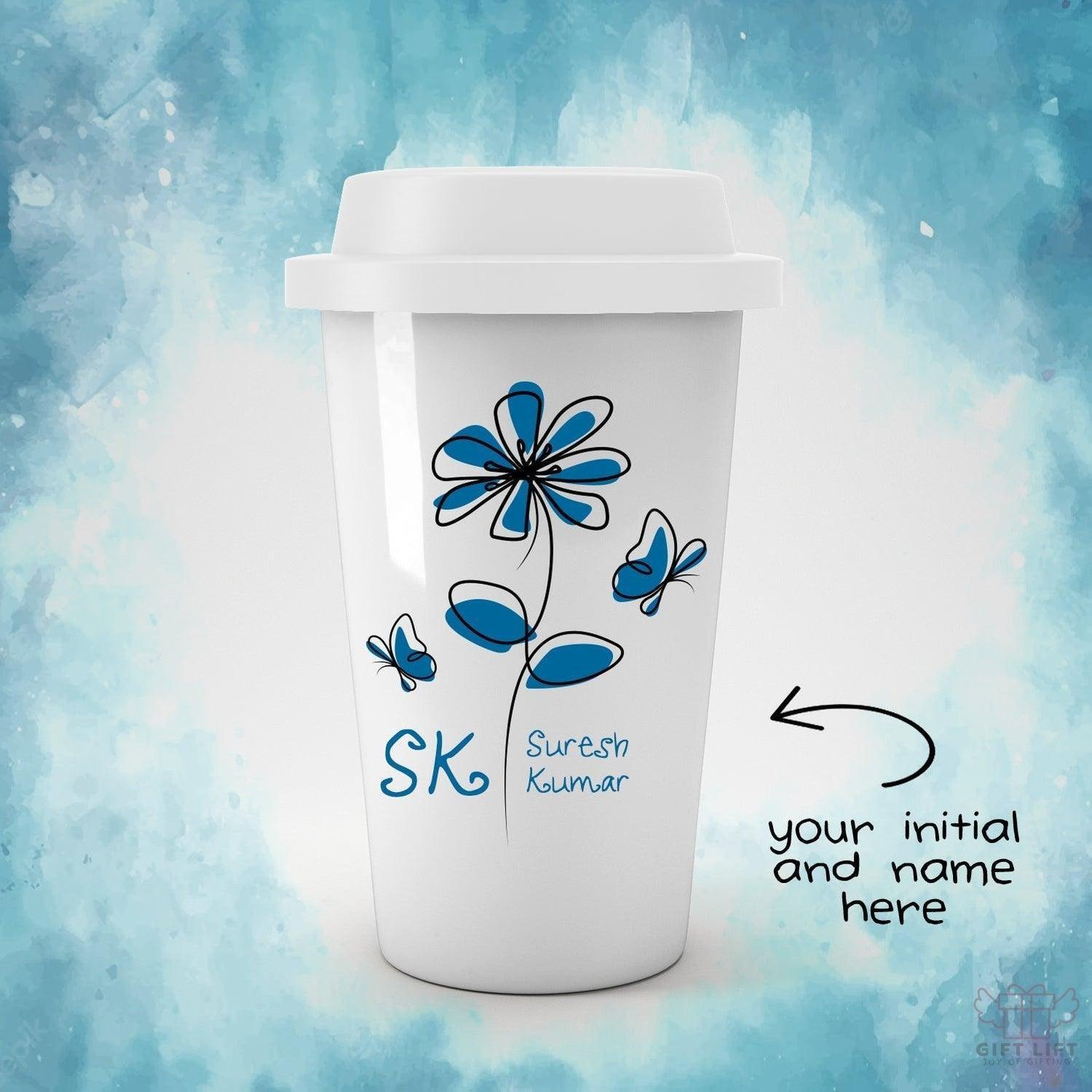 Personalized Flower Initial Name Tumbler