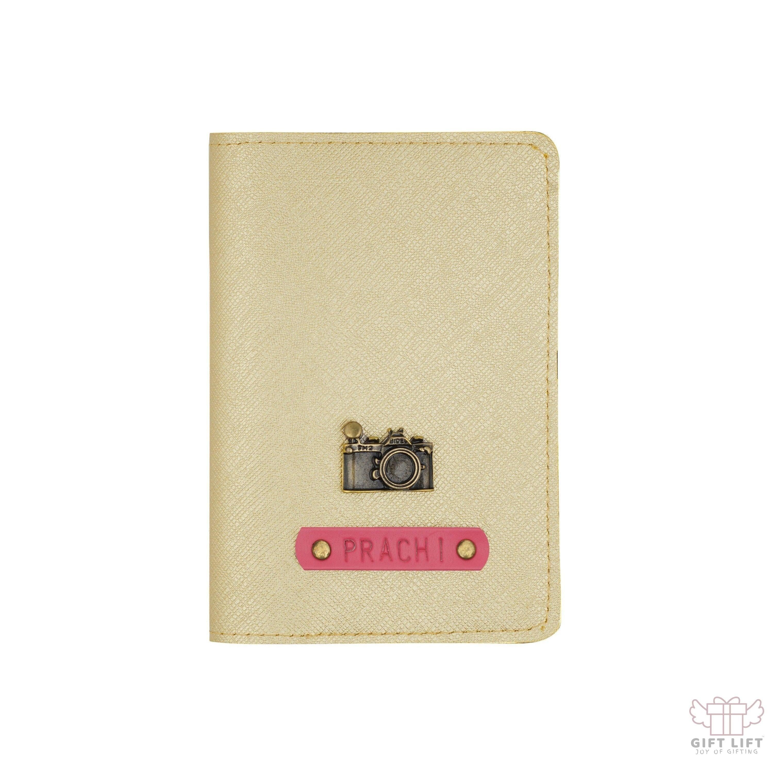 Personalized Gold Textured Passport Cover