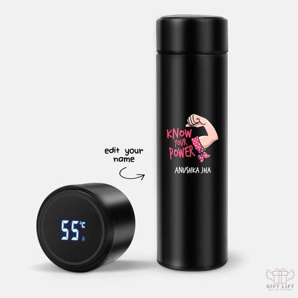 Uniquely Personalized Know Your Power Art Temperature Bottle (Hot & Cold Vacuum Flask) - www.giftlift.in