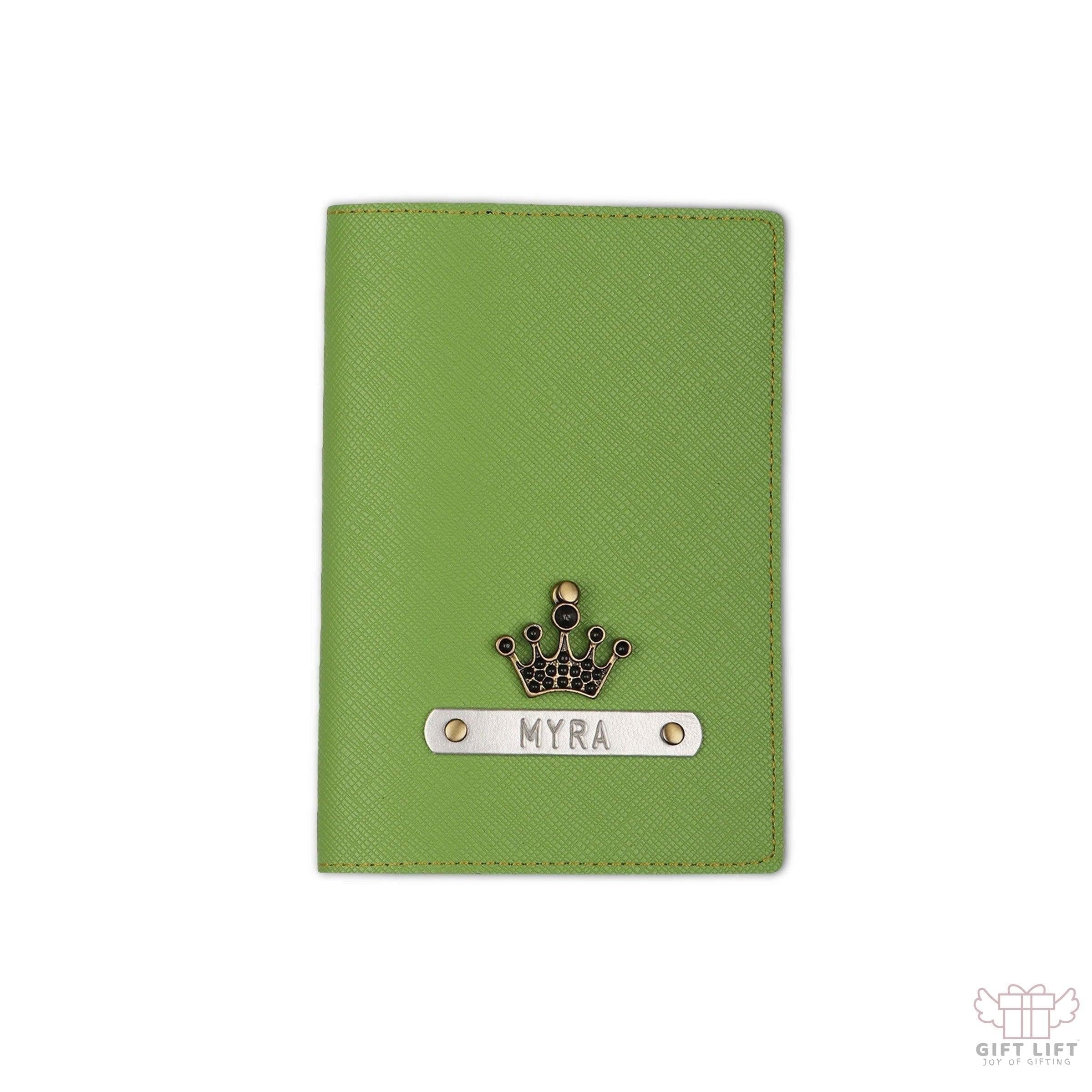Personalized Light Green Textured Passport Cover