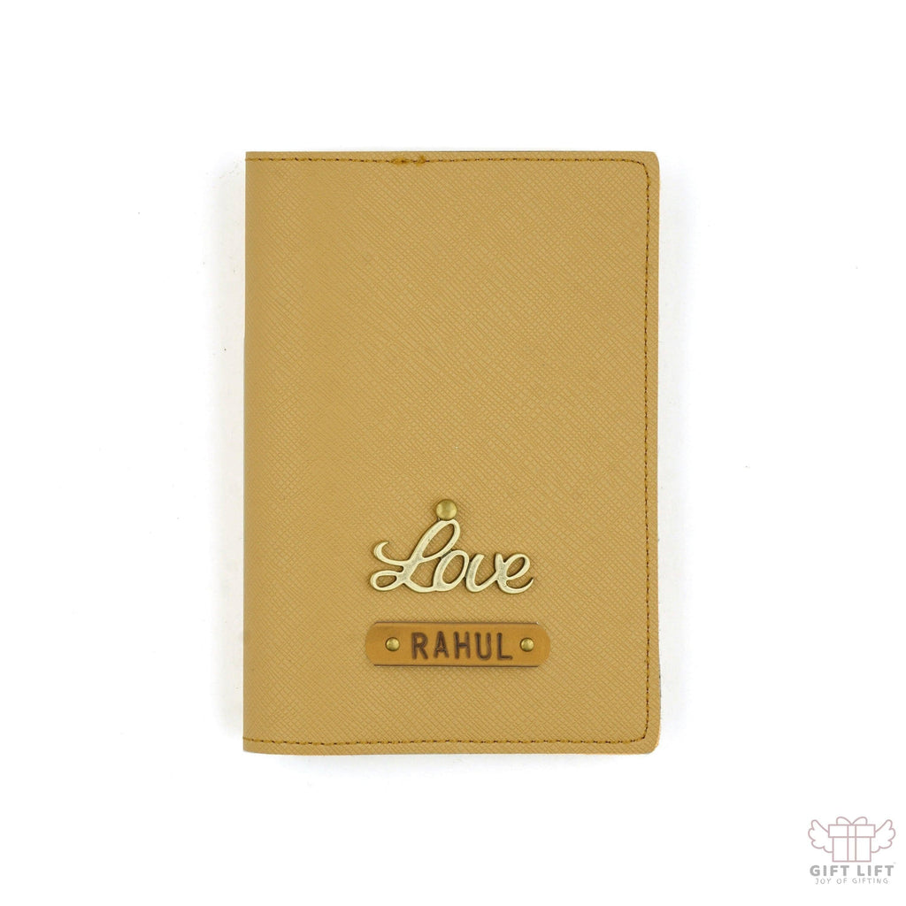 Personalized Light Tan Textured Passport Cover