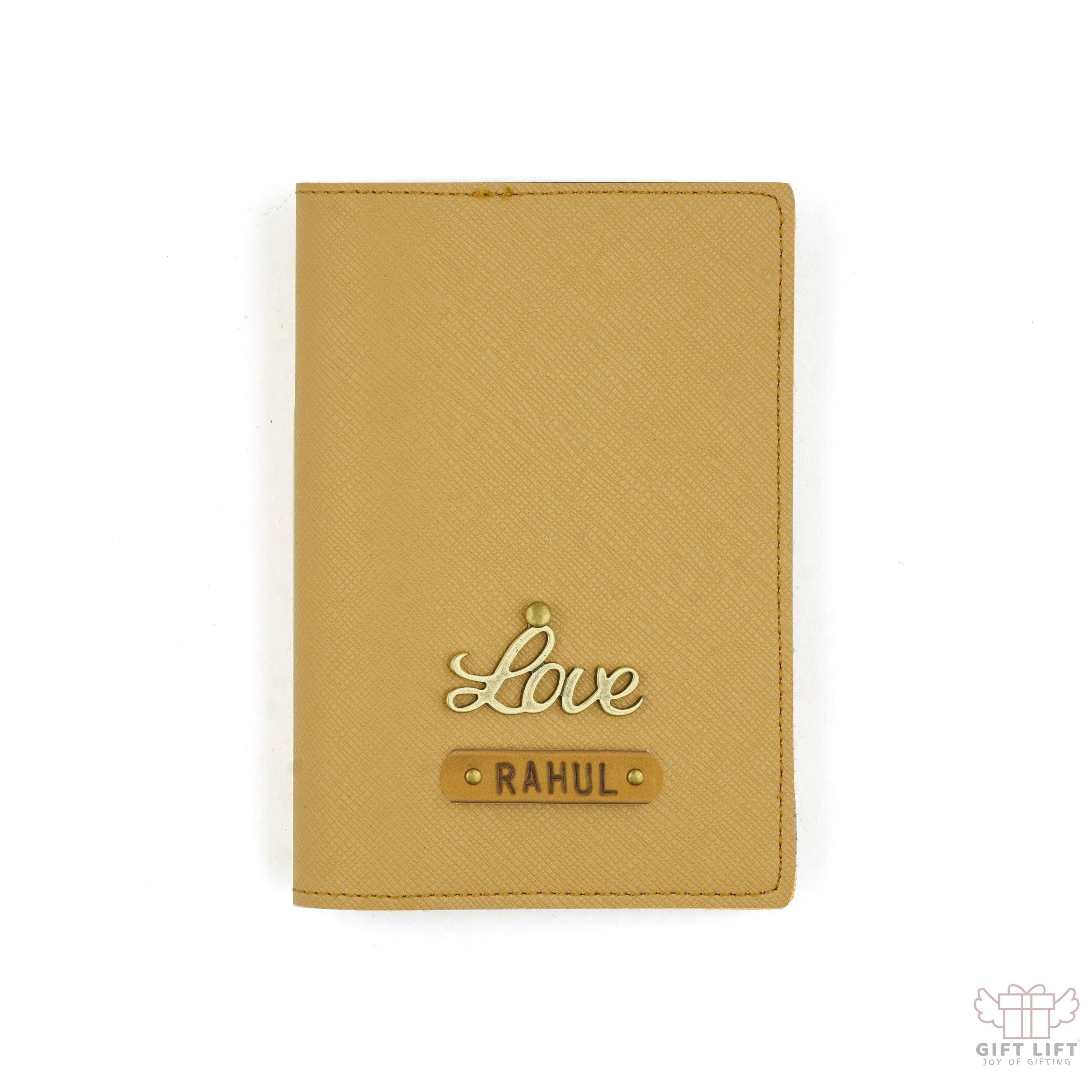 Personalized Light Tan Textured Passport Cover
