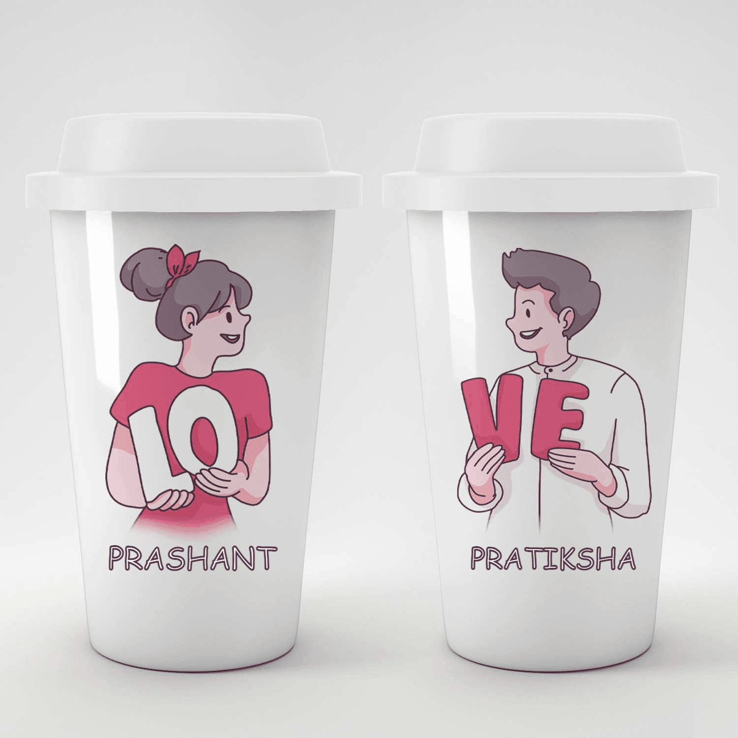 Uniquely Personalized  LOVE Couple Romantic Tumbler - Set of 2 - Gift Lift