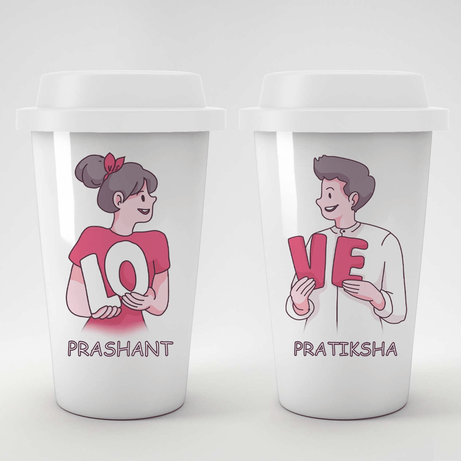 Personalized  LOVE Couple Romantic Tumbler - Set of 2