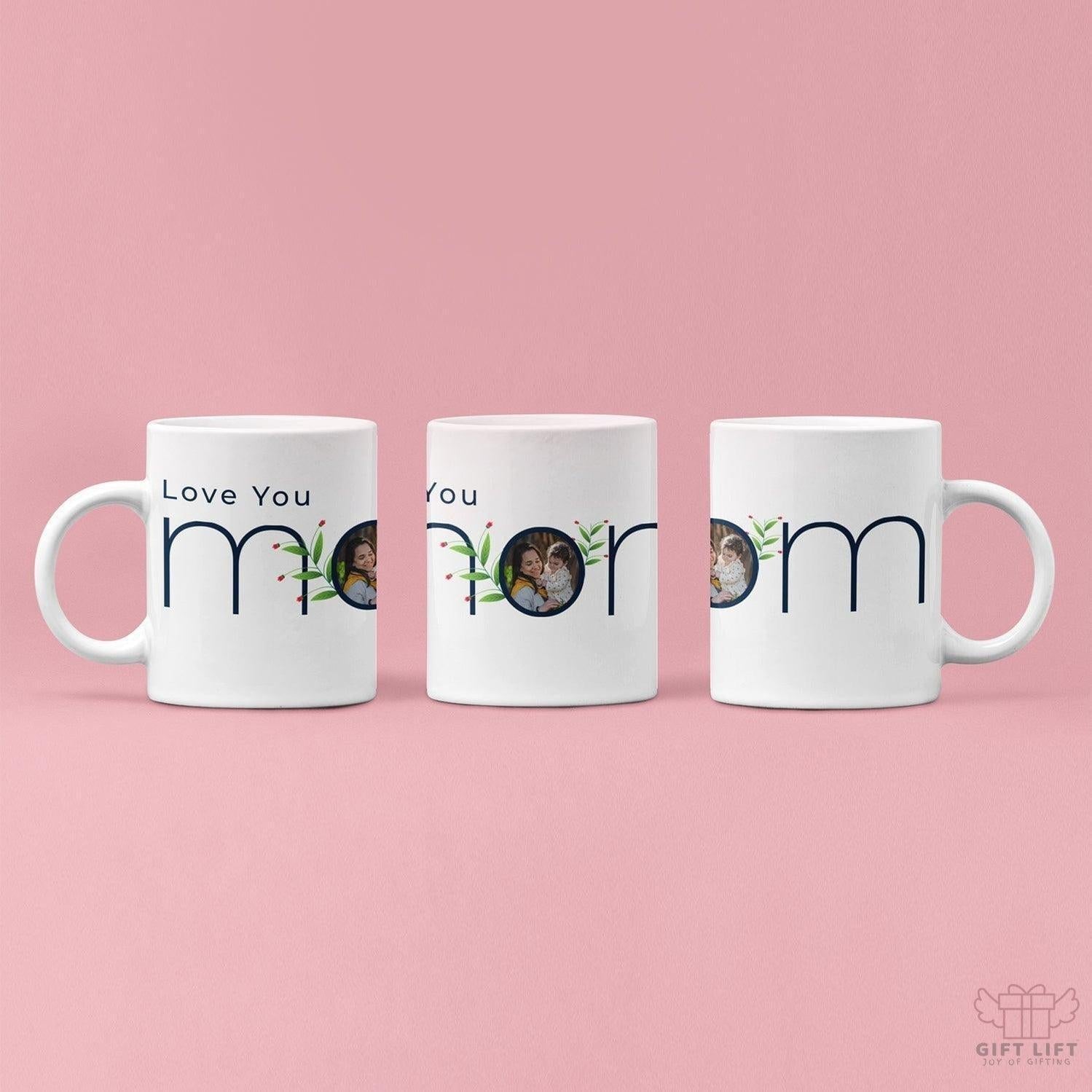 Personalized Love You Mom Photo Art Coffee Mug