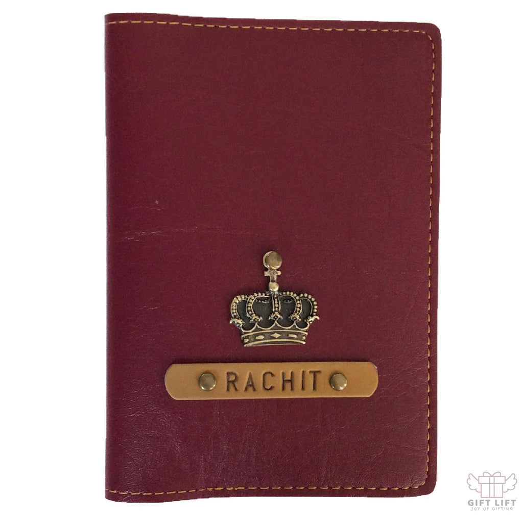 Personalized Maroon Leather Finish Passport Cover
