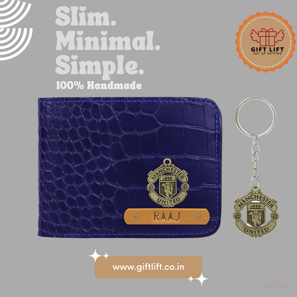 Personalized Mens Wallet - Football Charms (Free Keychain)